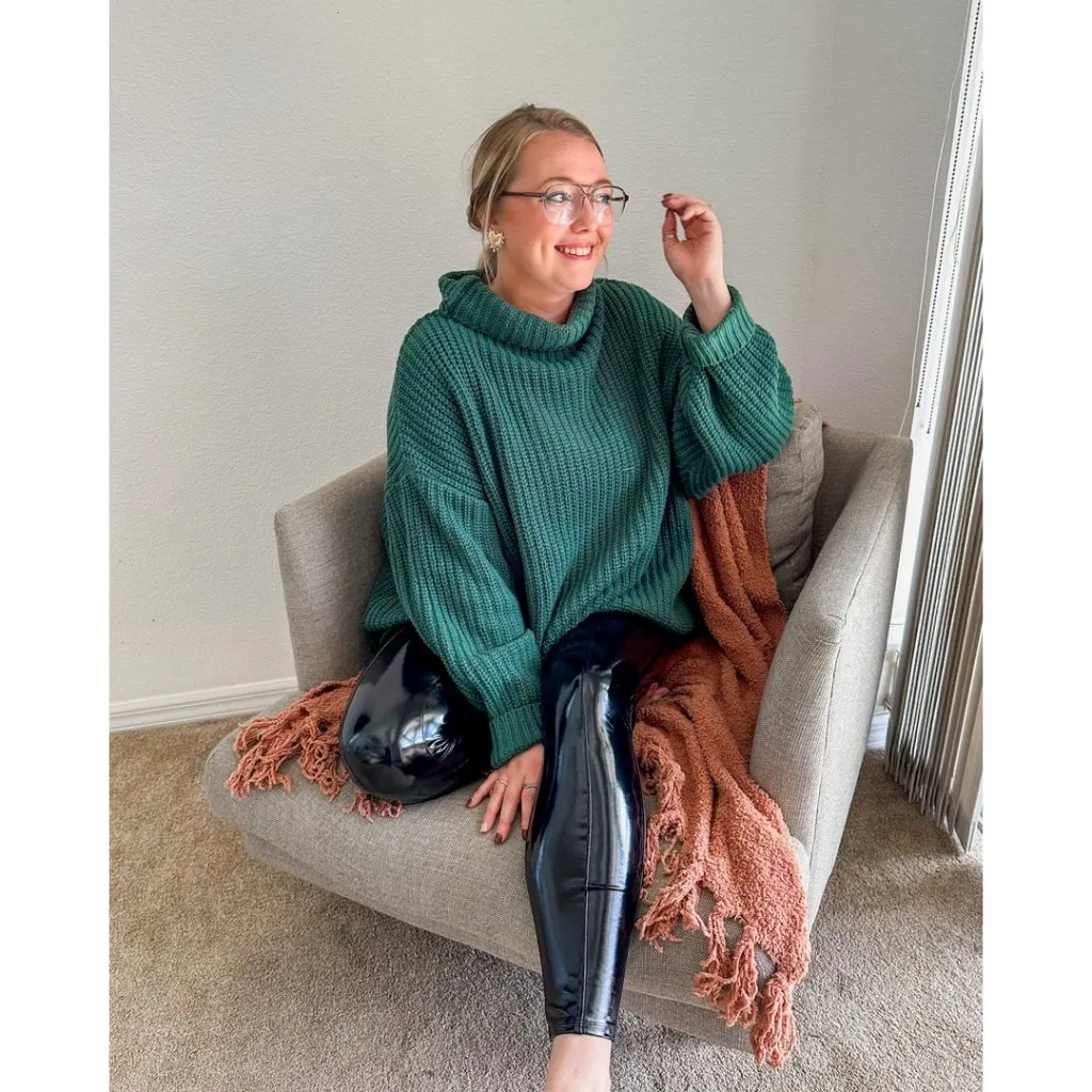 FREE PEOPLE Swim Too Deep Turtleneck Sweater in Evergreen Size Small - Image 2