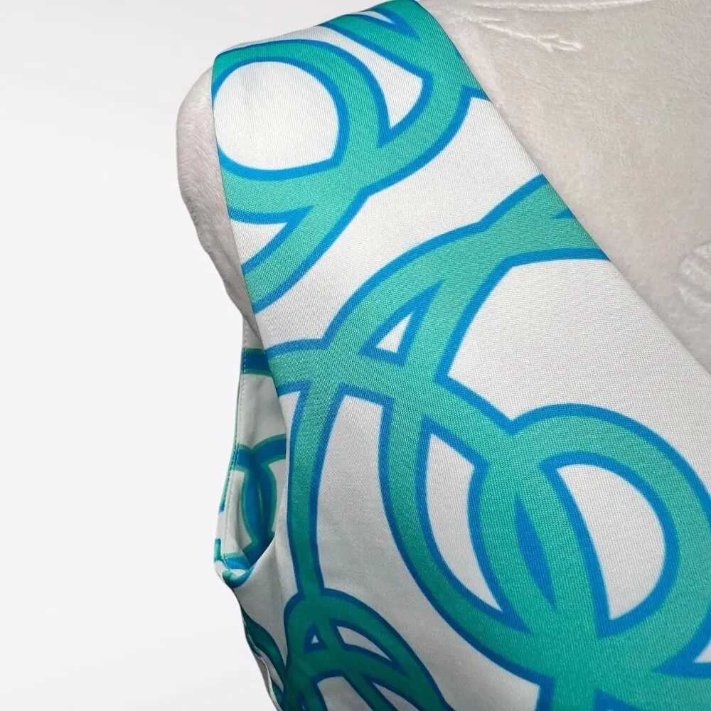 Sleeveless Printed Dress V-Neck Small - Image 3