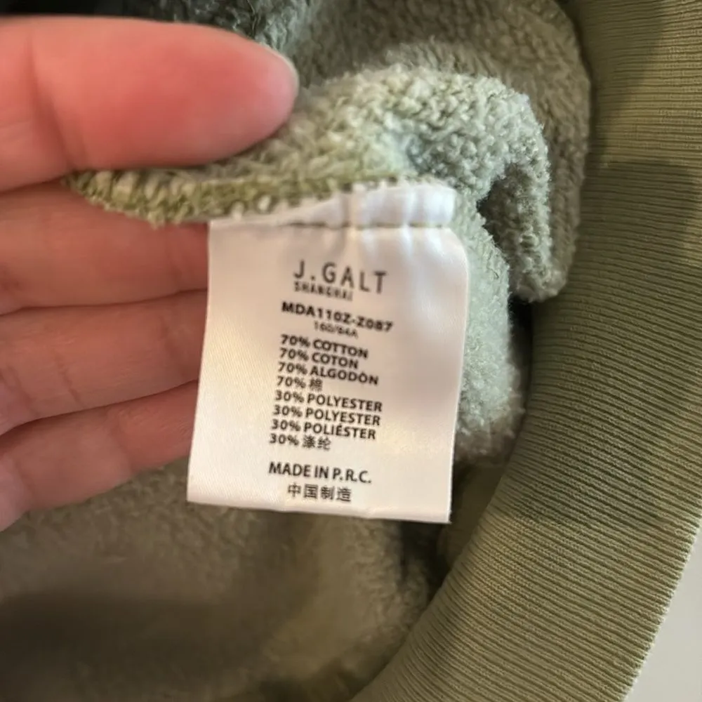 John Galt by Brandy Melville Sage Green Oversized Full Zip Hooded Sweatshirt - Image 3