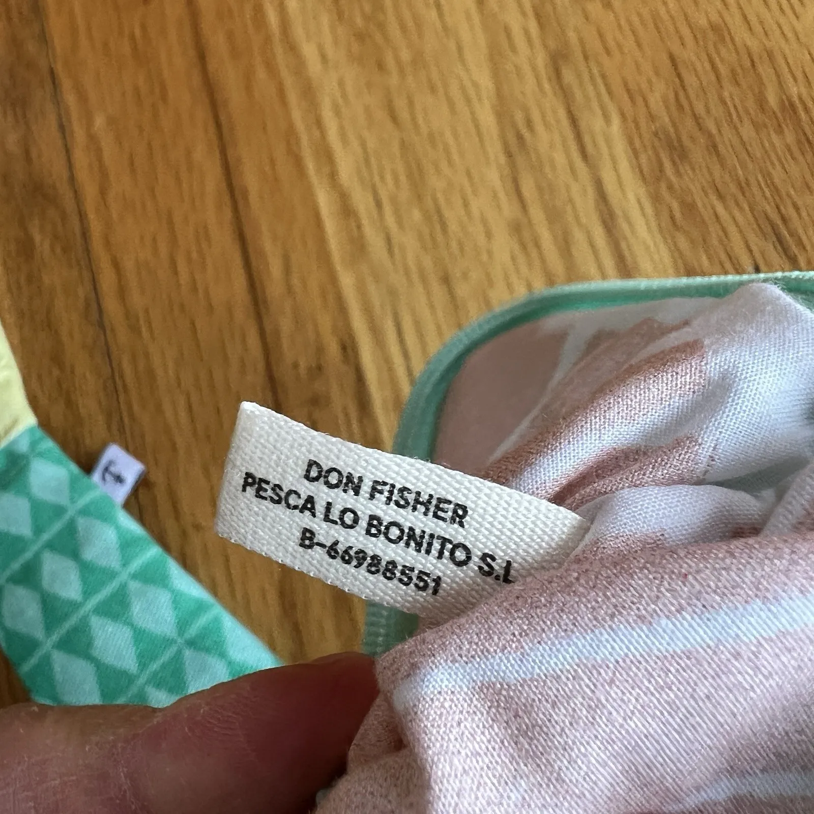 Don Fisher Fish Coin Pouch Zip Wallet Blue Cotton Made in Spain - Image 8