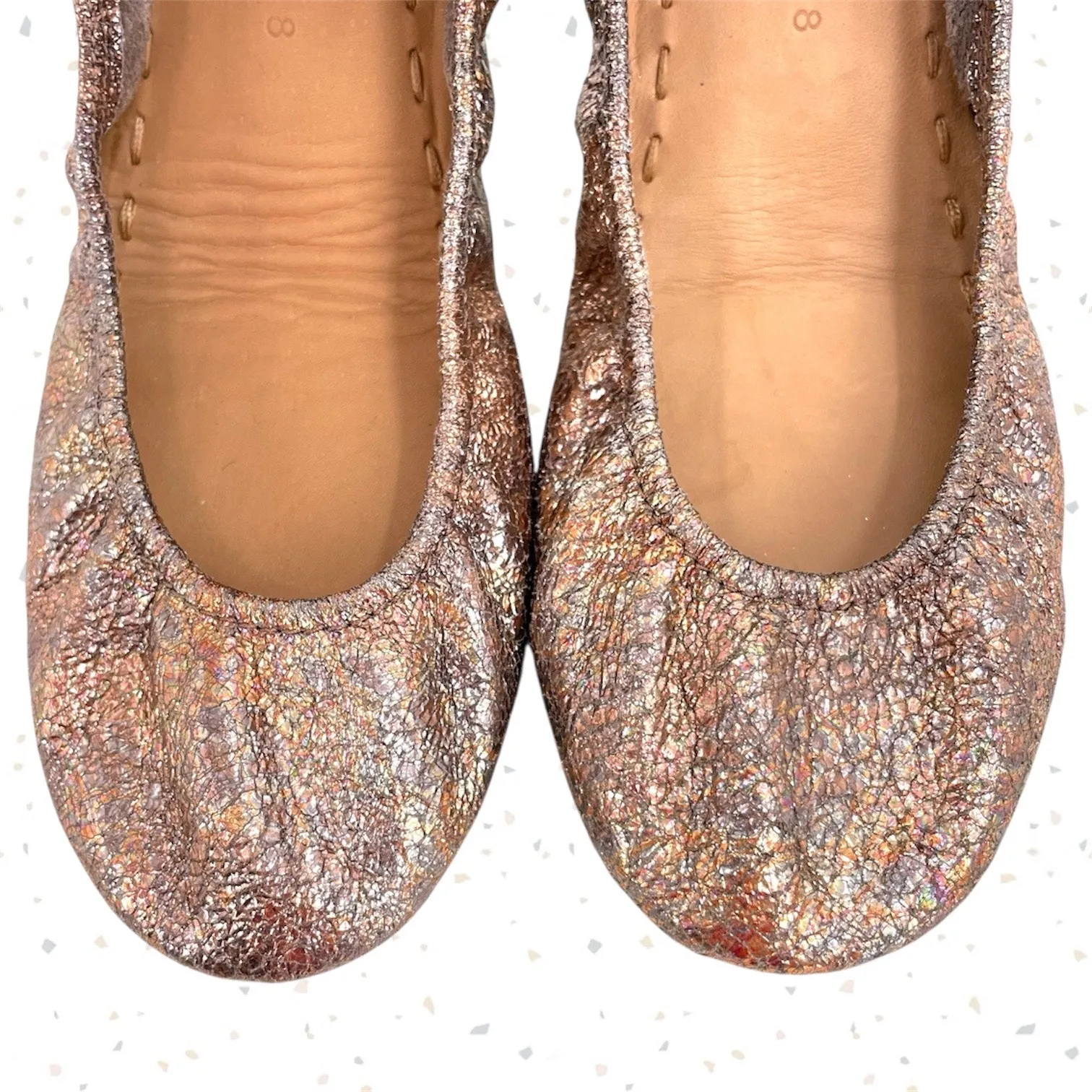 Tieks Lovestruck Flats Gold Copper Bronze Super Sparkle Crackle Shoes Size 8 - Image 2