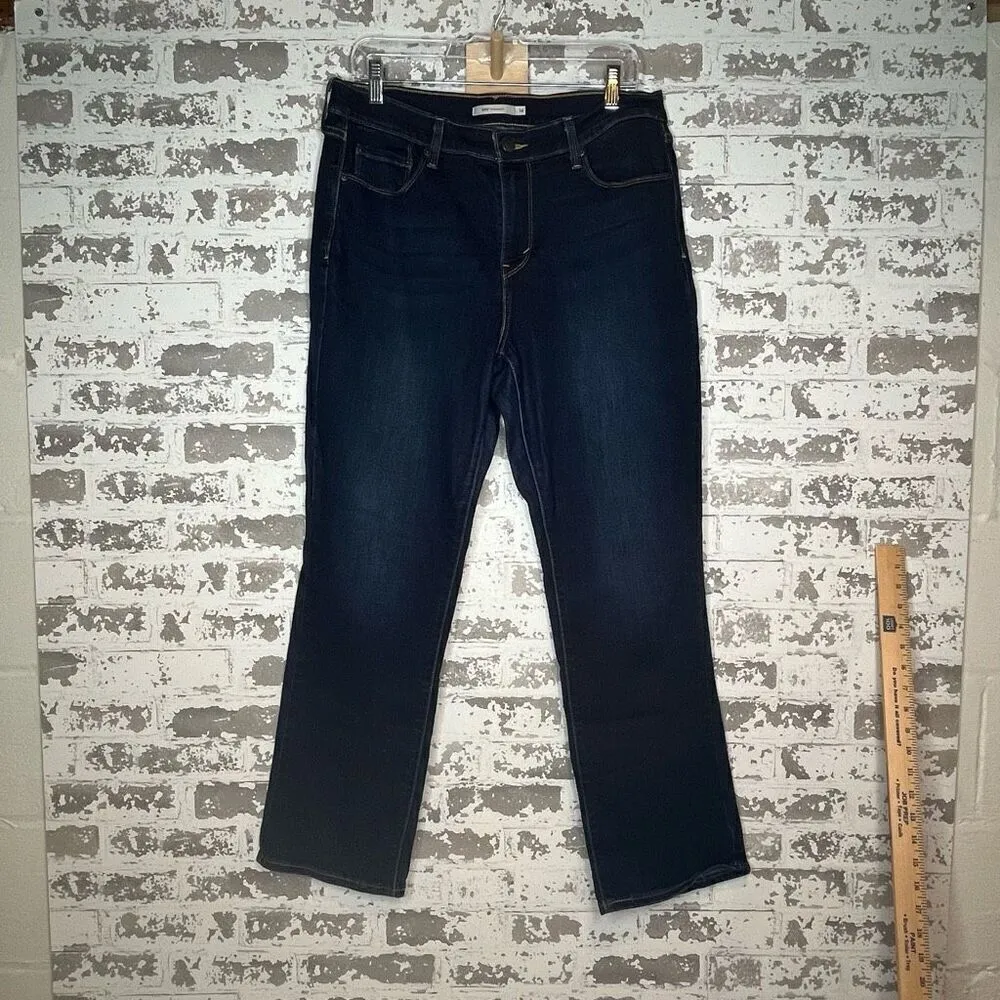 Levis | women dark wash 505 straight denim jeans - Image 7