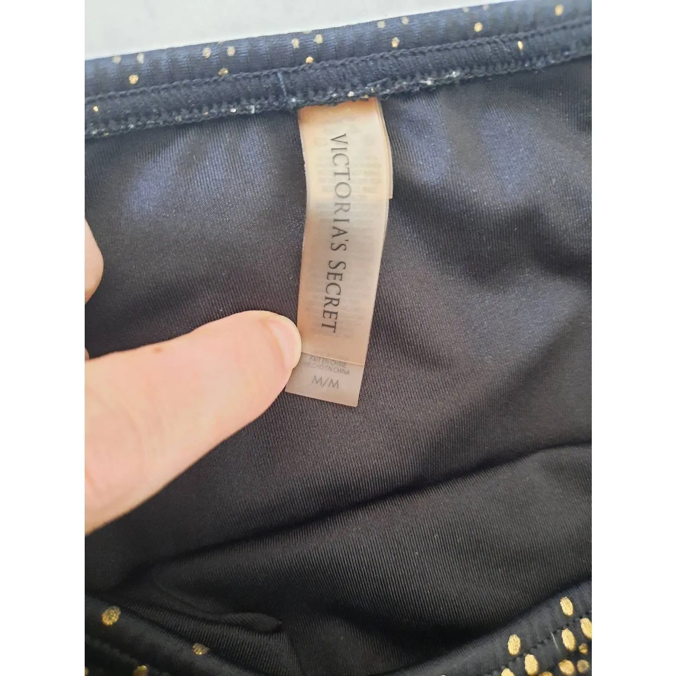 Victoria's Secret Swim Size M Black & Gold Chevron Skirted Bikini Bottom - Image 3