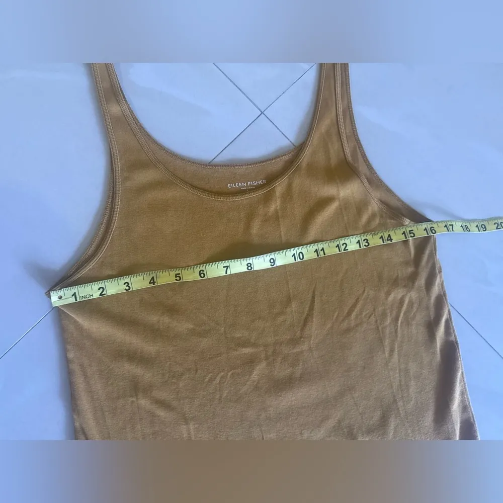 EILEEN FISHER Tank Top  Stretch Organic Cotton Jersey Scoop Neck Orange USA L - Image 6