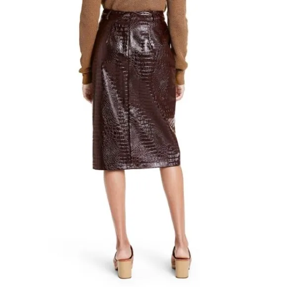 Rachel Comey For Target Skirt 4 Faux Leather Textured Brown Pencil Skirt NWT - Image 6