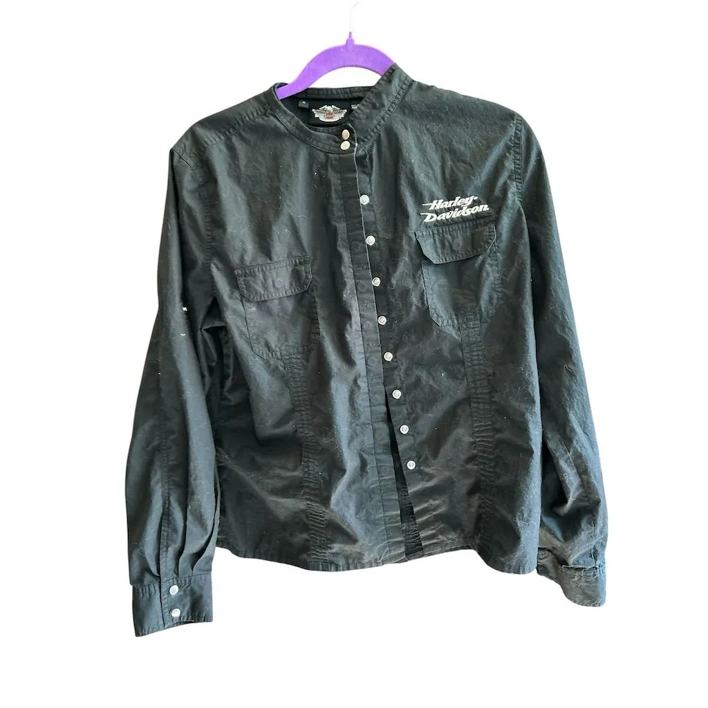 Harley-Davidson Women's Black Long‎ Sleeve Button-Up Shirt Size XL run small - Image 5