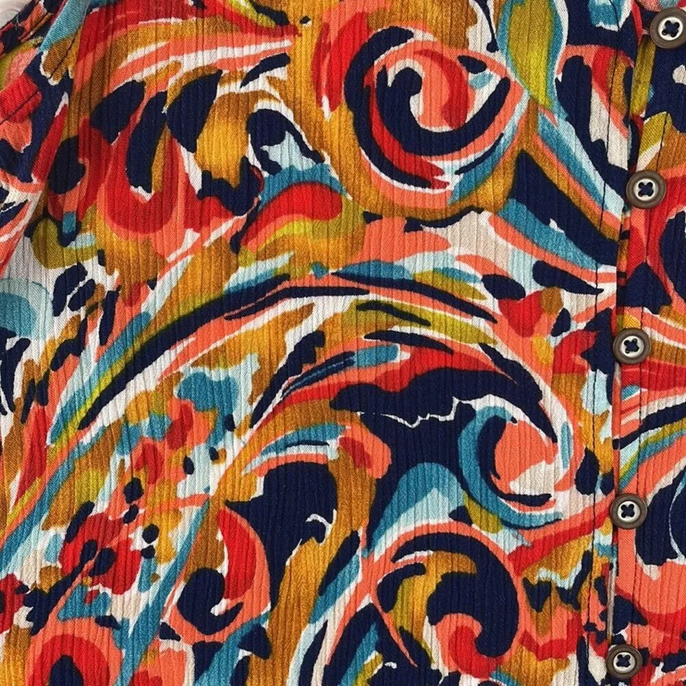 LIZ CLAIBORNE paisley print sleeveless, button front, high low dress. Size PM - Image 4