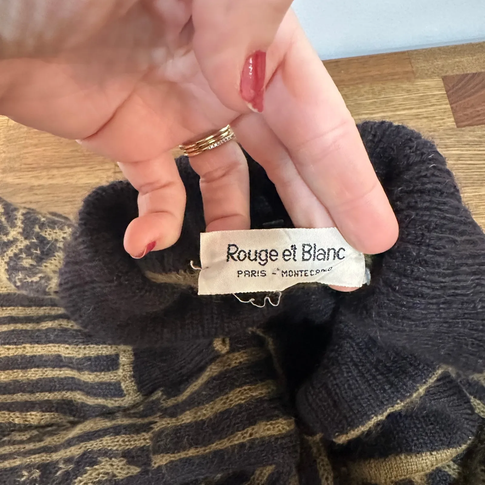 Rouge Et Blanc Womens Sweater XL Italy Mohair Wool Renaissance Black Gold Knit - Image 9