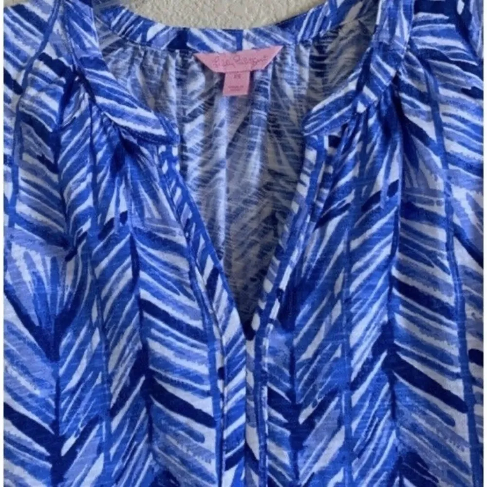 Lilly Pulitzer Lapis Blue White Costa Verde Kipper Fringe Top XS WORN ONCE RARE - Image 6