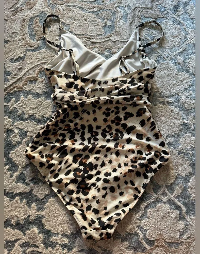 Aerie Wrap One Piece Cheetah Swimsuit M - Image 5
