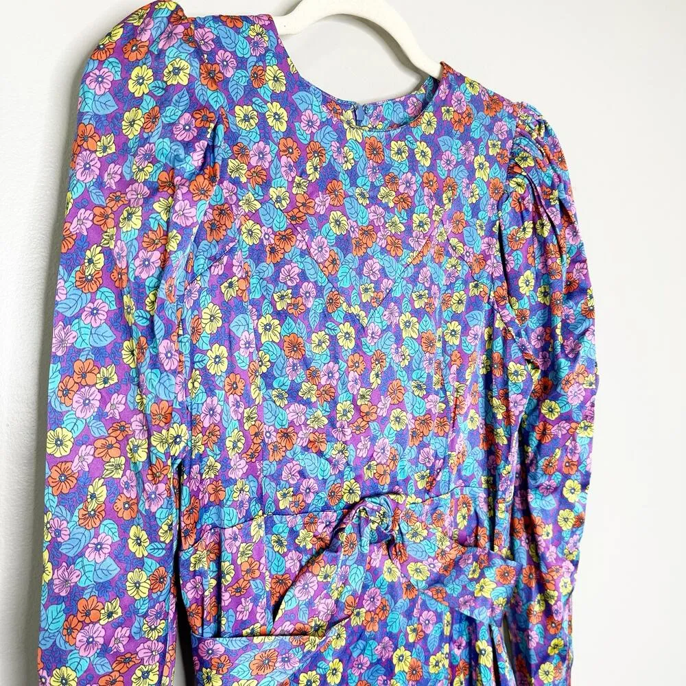 ROTATE Birger Christensen Womens Shelly Puff Sleeve Mini Dress Multicolor Size 8 - Image 5