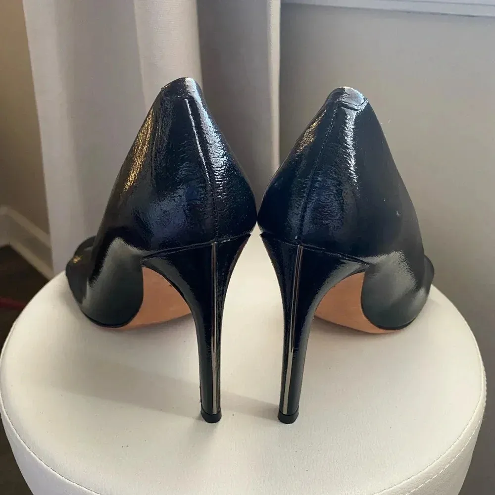 BCBGMAXAZRIA Black Open Toe High Heel Pumps Size 10 | Classic Dress Shoes - Image 6