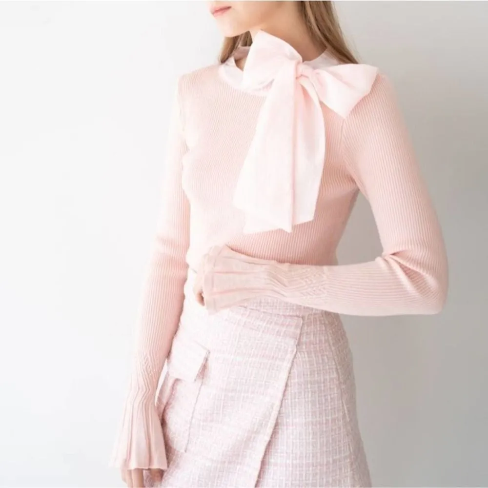 Nancy Pink Dust Sparkle Sweater Size Extra Large Bow NEW - Image 5