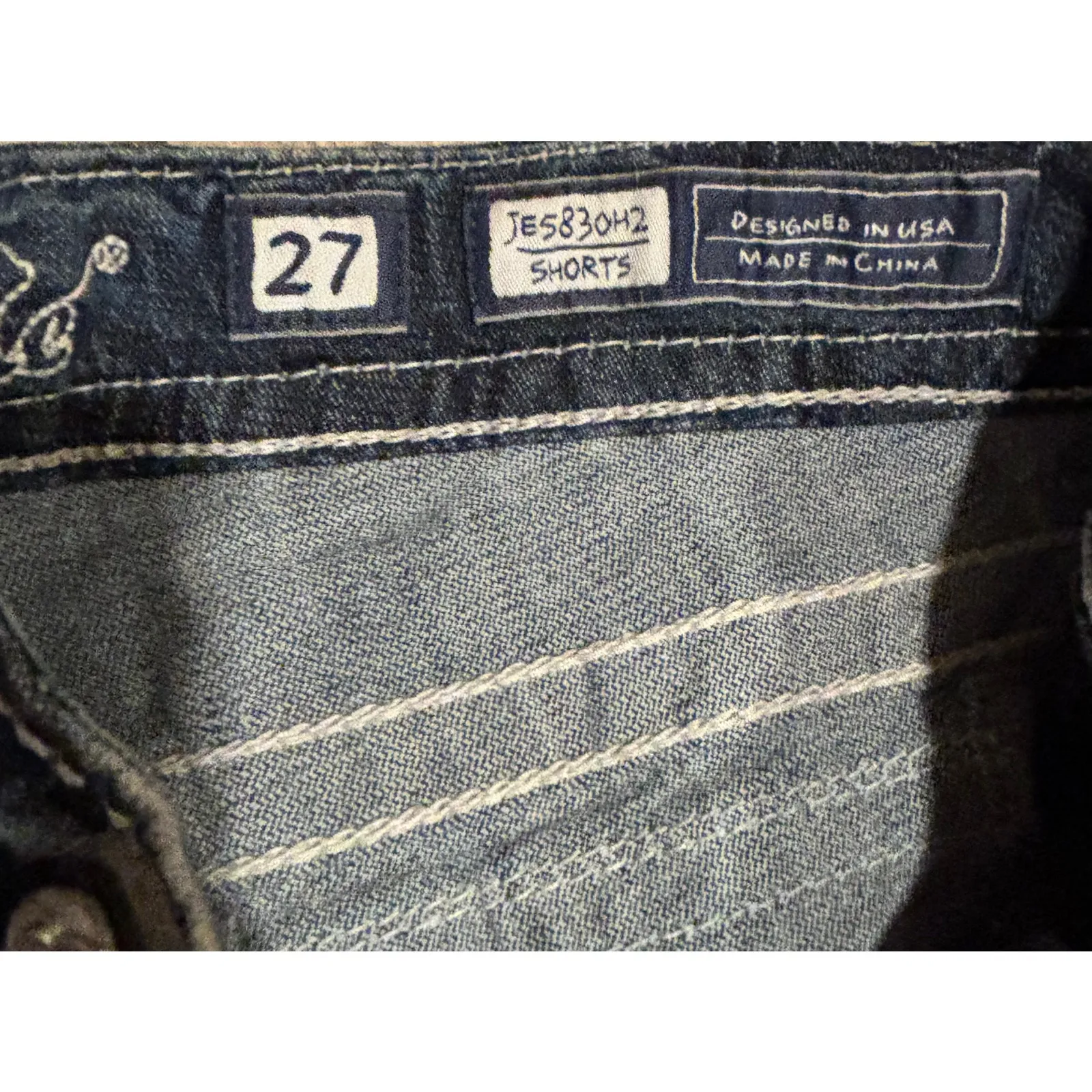 Miss Me Rhinestone Denim Jean Cut Offs Shorts 27 JE5830H2 - Image 6