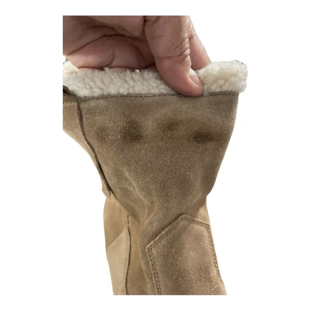 Sole Society Verona Winter Boots Women's 8.5 Beige Suede Faux Shearling Pull On - Image 11