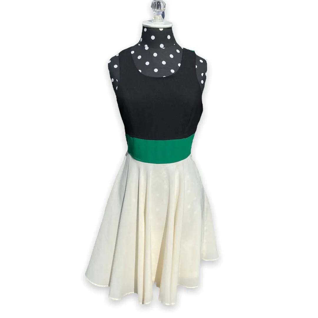 Charming Charlie Womens Dress Size Small Black Green Cream Tank Fit & Flare NEW‎ - Image 3