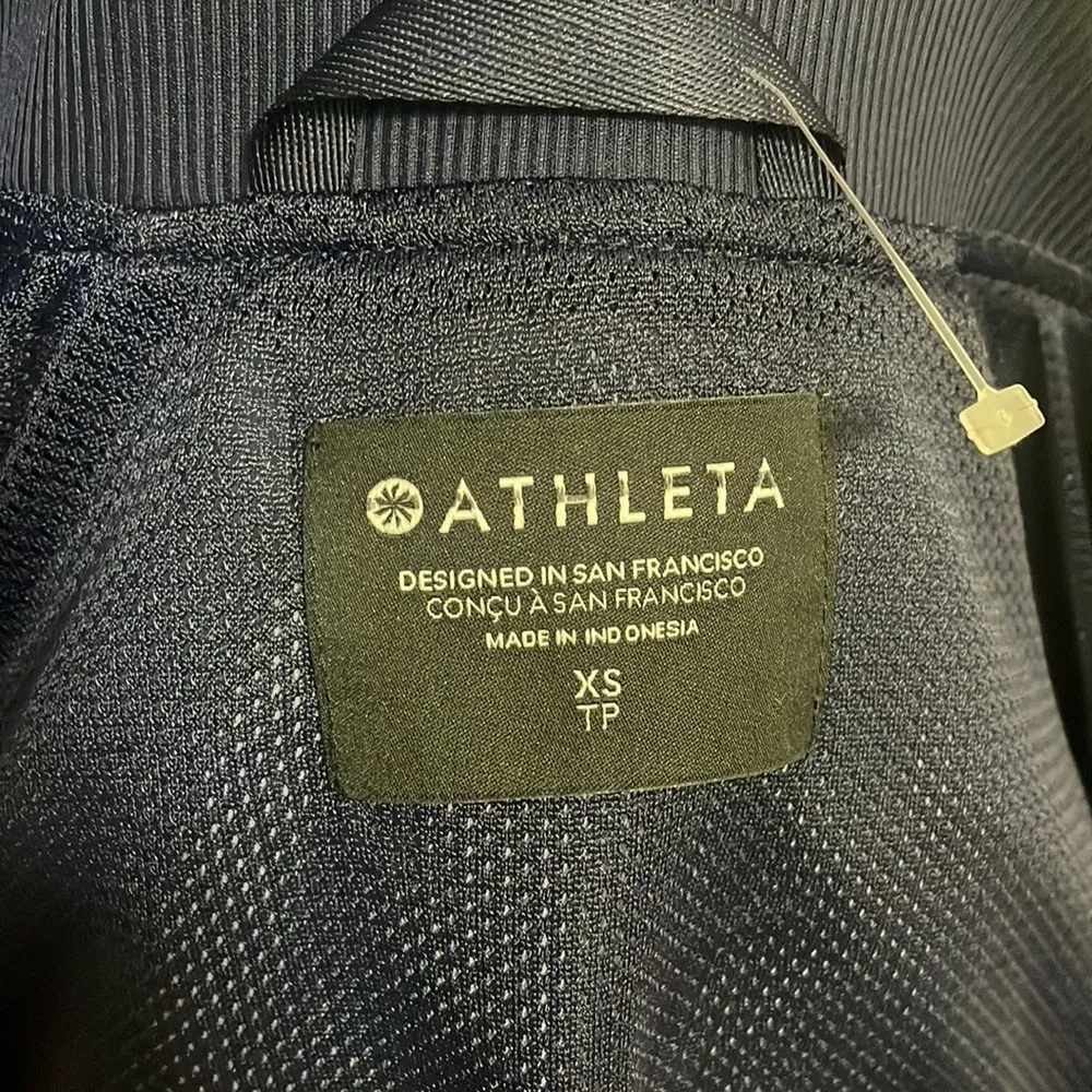 ATHLETA Brooklyn Bomber Jacket ll woman’s Navy Blue zipper outerwear New Sz XS - Image 2