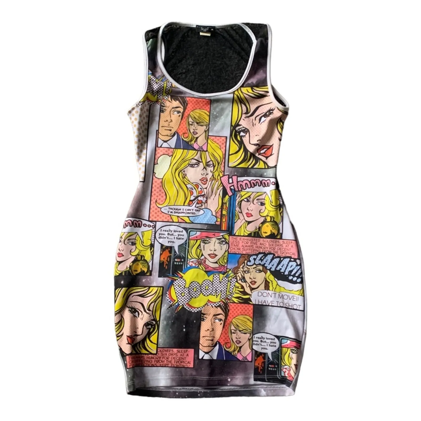 Love J size medium vintage comic book USA dress y2k 90s bodycon - Image 2