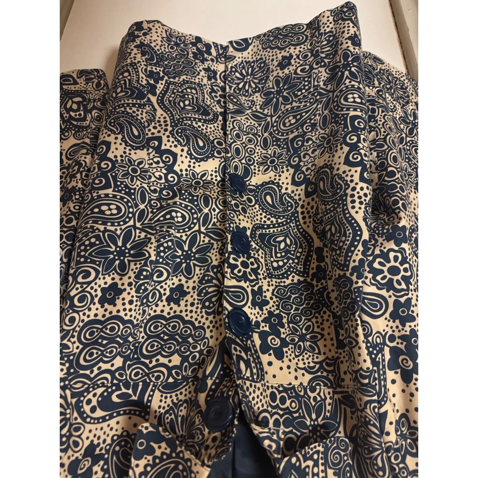 Requirements Womens Jacket Blue Batik Print Sz XL - Image 3