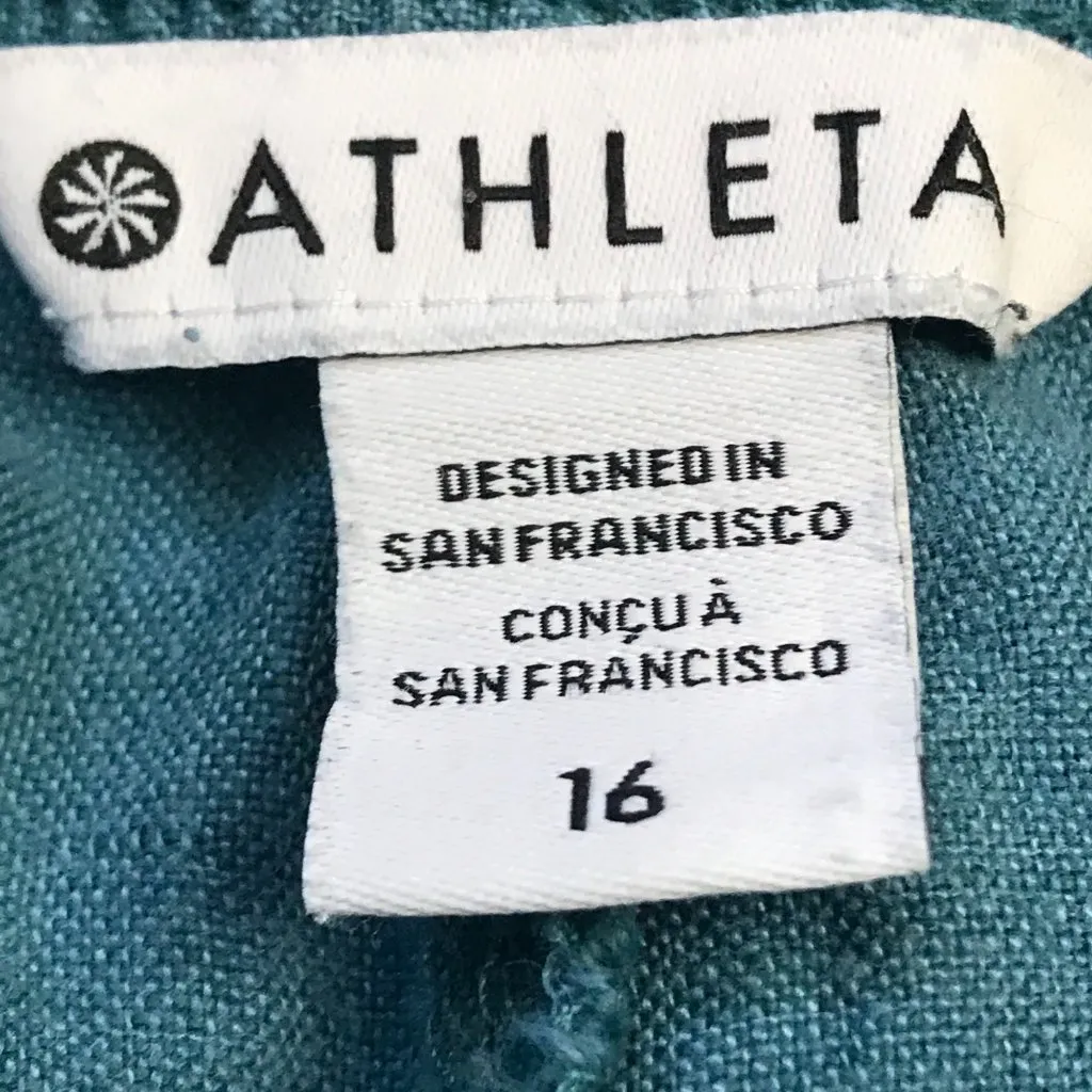 Athleta Retreat‎ Linen Mid-Rise Wide Leg Pants Women's Plus Size 16 Split Hems - Image 4