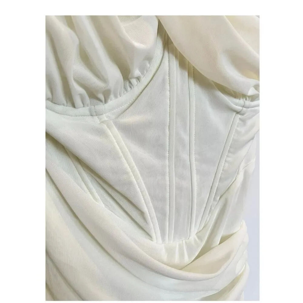 House of CB Valentina Ivory Asymmetric Cutout Midi Dress, A74 - Image 4