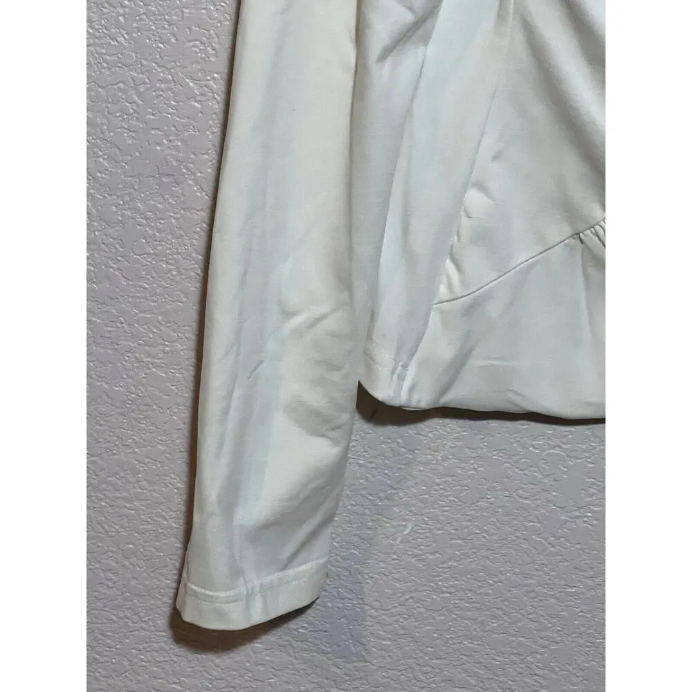Anne Fontaine Ivory Activewear Ruched Long Sleeved Jacket Size 3 Small Paris Black - Image 4