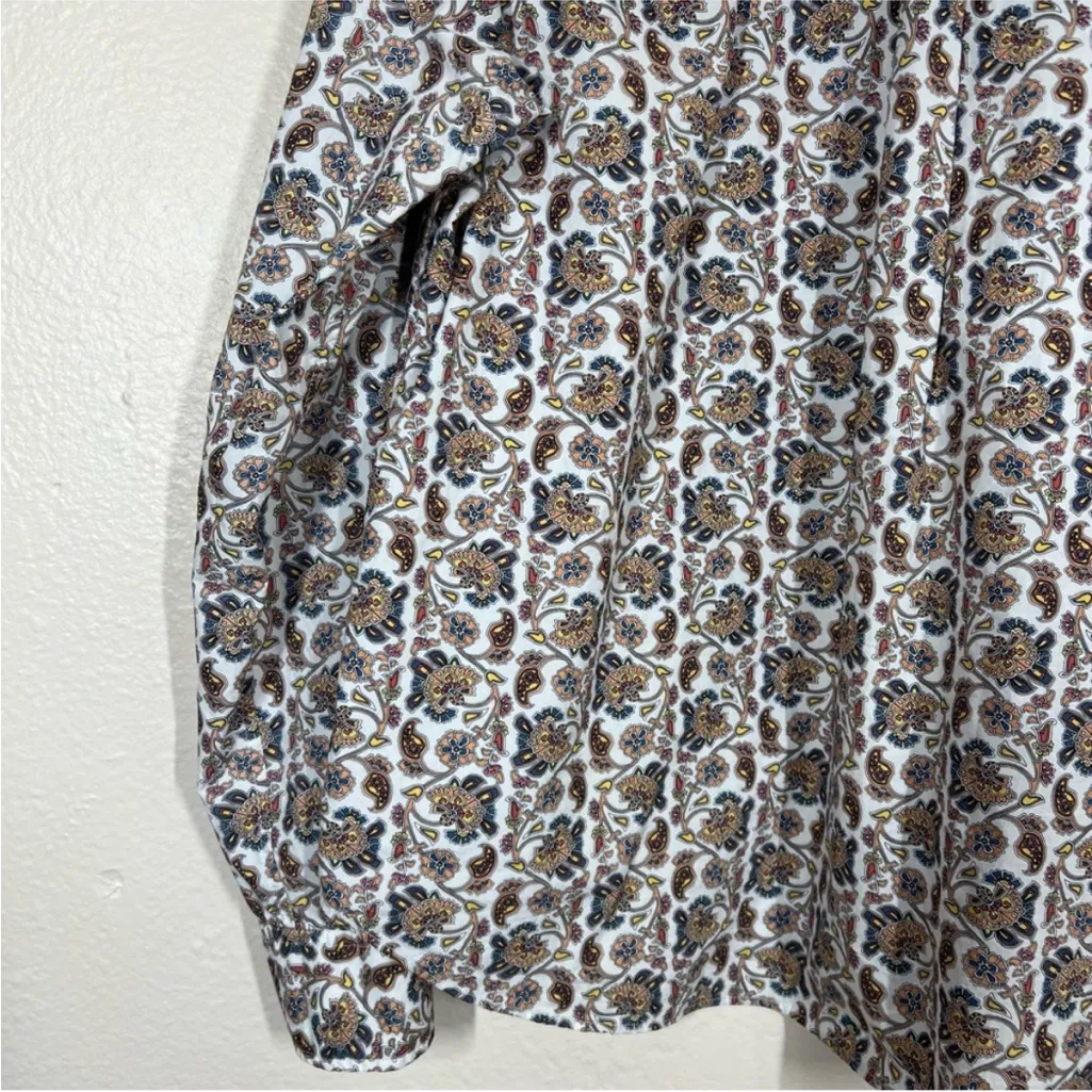 Boden Paisley Floral Cotton Button Down Business Casual Blouse Top Size 2P T1178 White - Image 10