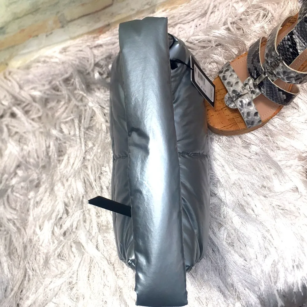 New Silver Luxe Quilted Puffer Shoulder Handbag by Sam Edelman - Image 3