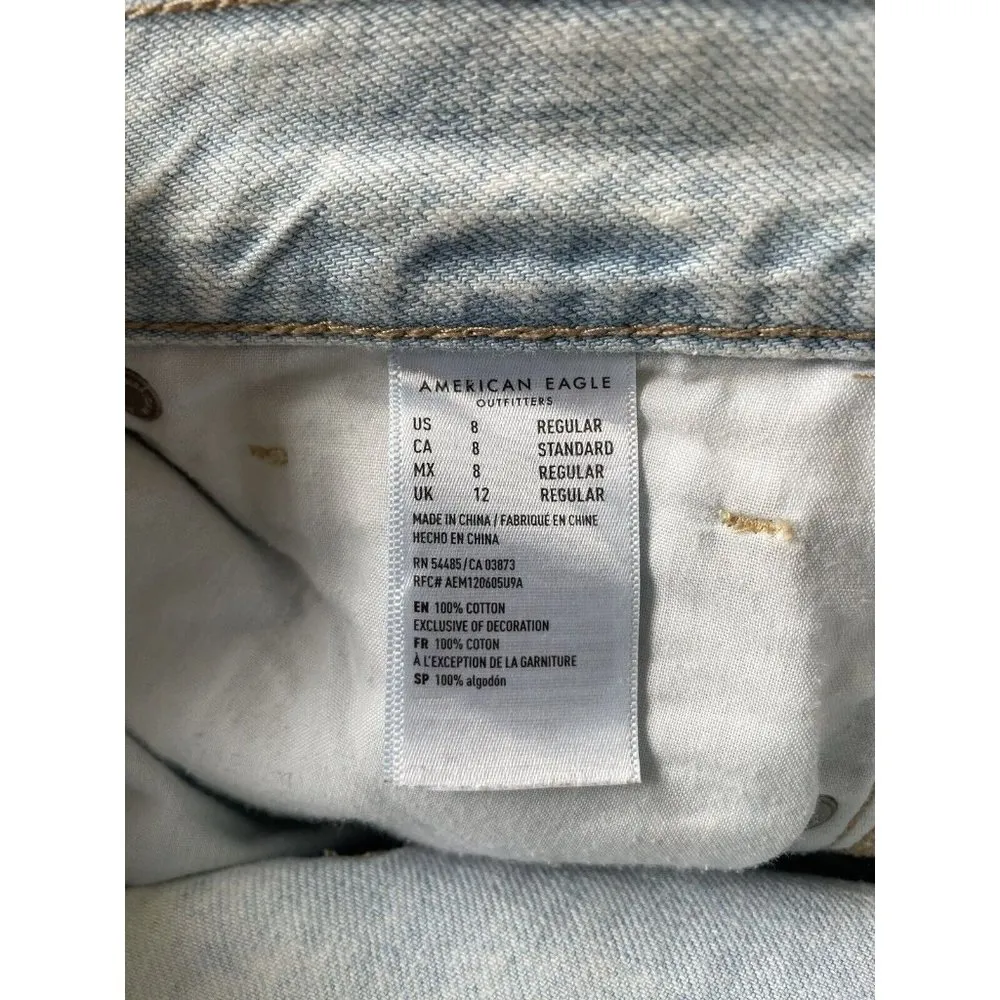 Mom Jeans Size 8 Light Wash Distressed Raw Hem High Rise - Image 8