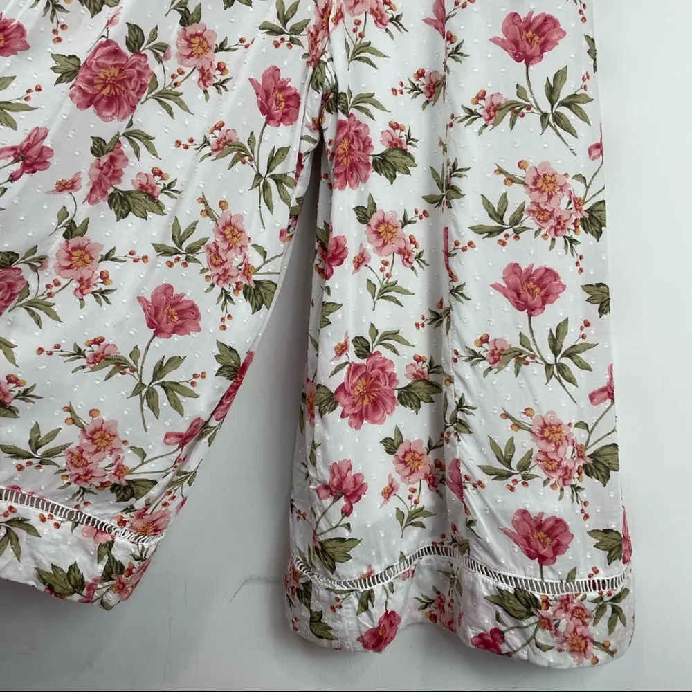 American Eagle Sz 2 White Floral Wide Leg Crop Jumpsuit Swiss Dot Boho - Image 8