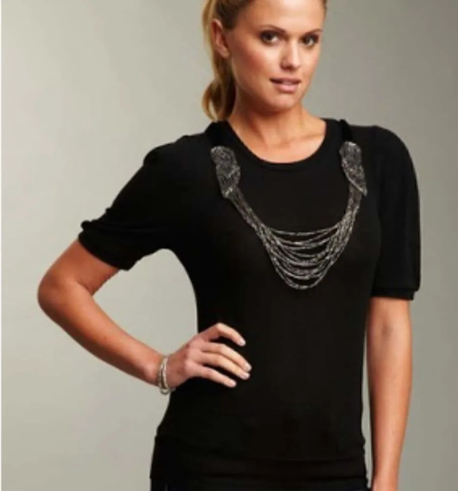 NWT Hazel sweater with removable necklace sz m Black Size M - Image 2