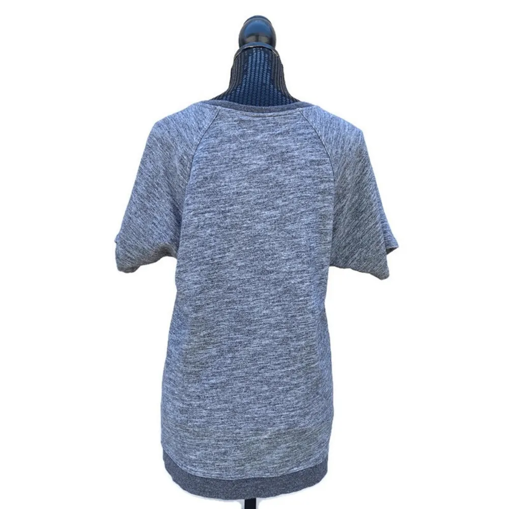 Heather Gray Raglan Short Sleeve Pullover Sweatshirt Small - Image 2