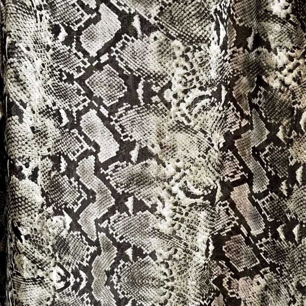 Lavender Brown Green Snakeskin Print Sheer Blouse - Small - Image 3