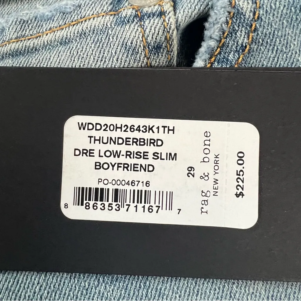 Rag & Bone Dre Low-Rise Slim Boyfriend Jeans in Blue Size 29 - Image 6