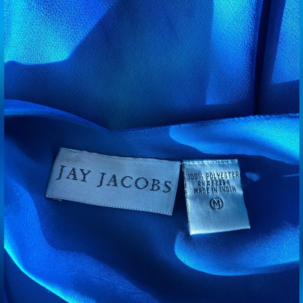 Vintage Jay Jacobs Blue Tie Dye Mesh Spaghetti Strap Maxi Dress, Size Large Size M - Image 4