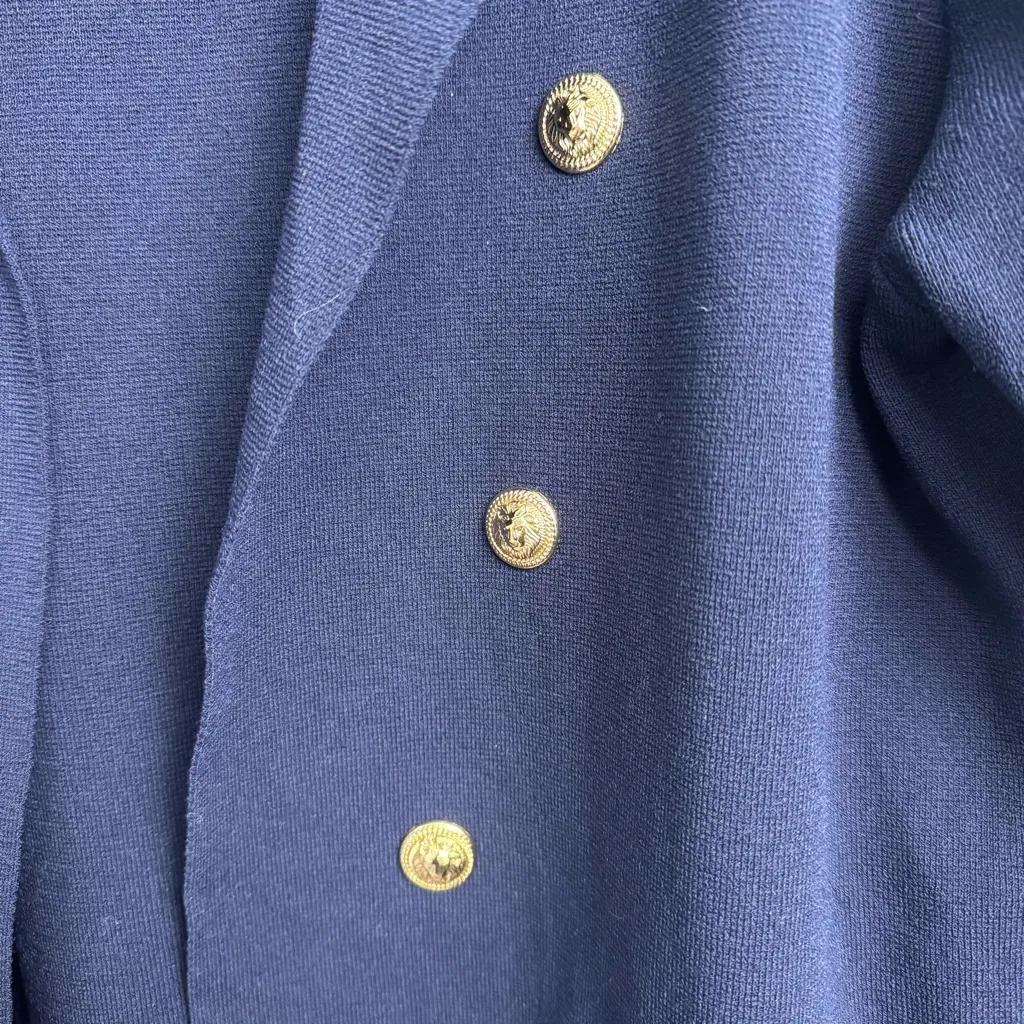 Sioni new navy blue preppy gold button cardigan blazer viscose Large nautical - Image 5