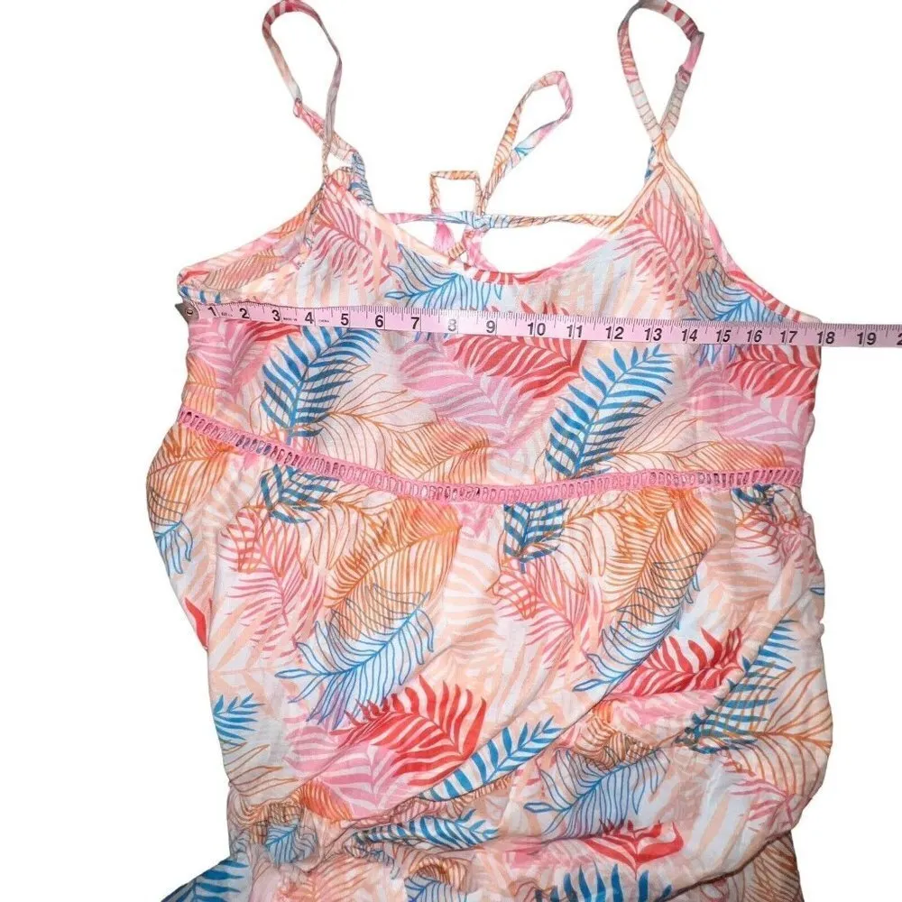 AMERICA AND BEYOND BEACH COVER UP PINK LONG DRESS TROPICAL POM POM WOMEN LARGE‎ - Image 5