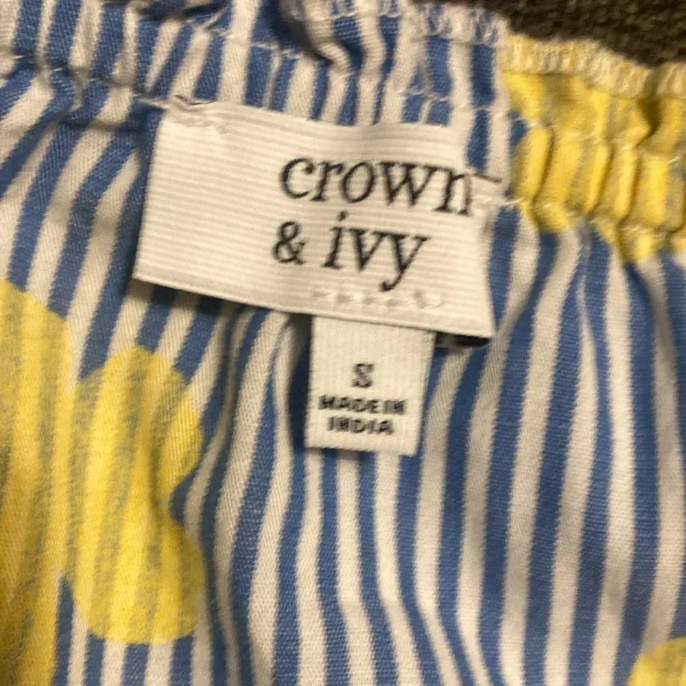 Crown & Ivy Striped Floral Flower Power Dress Off The Shoulder Ruffle Small - Image 3