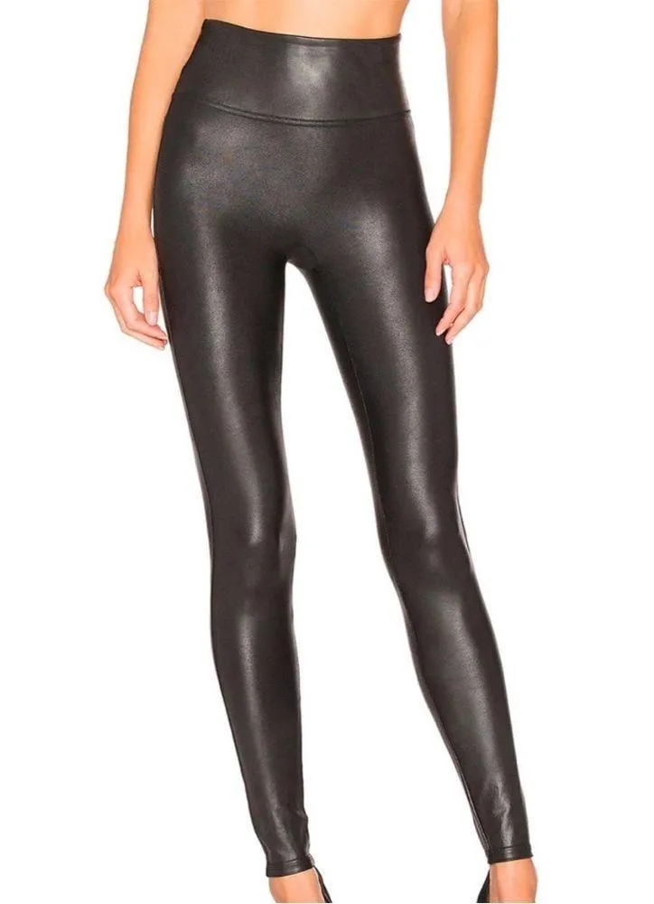 EUC SPANX Faux Leather Leggings Black Size Large - Image 2