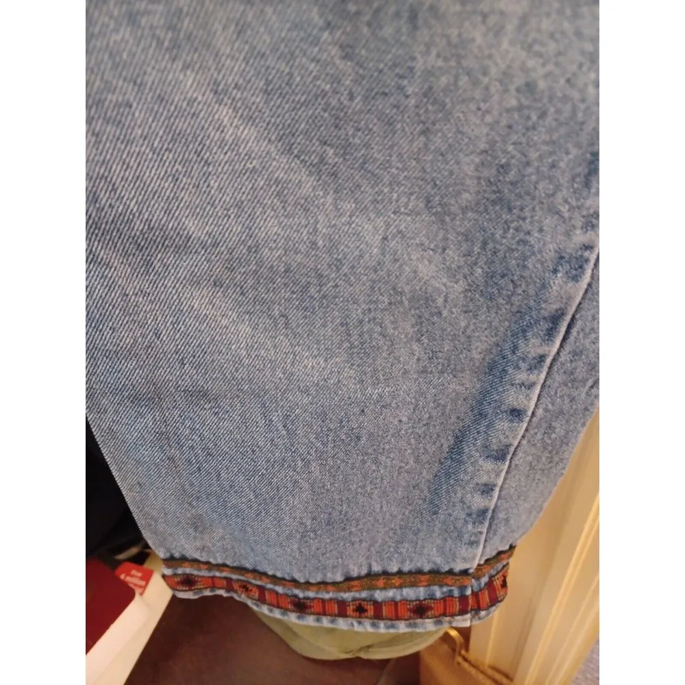 Mosquito Womens Jeans Size 5/6 Flare Embellished Hem Mid Rise 5 Pocket B… Blue - Image 8