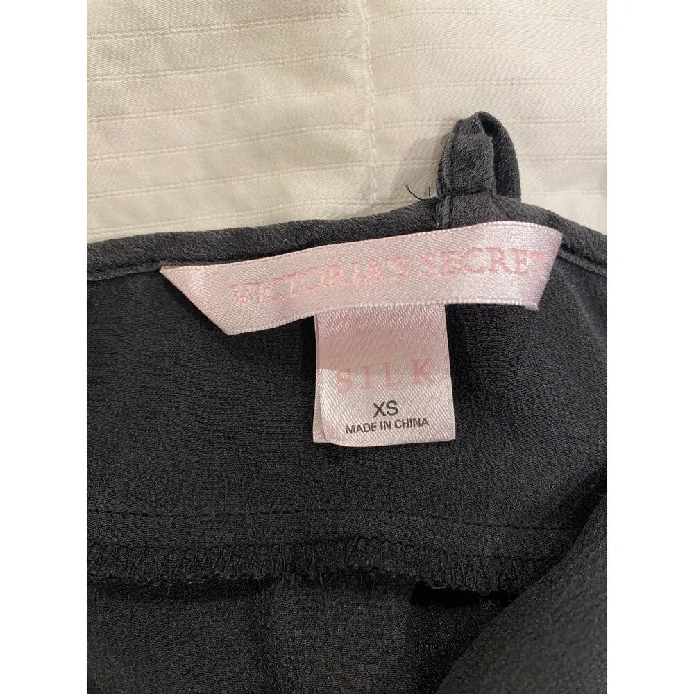 Victoria's Secret Sleeveless Lace Trim Ruffle Hem Cami Top Silk Black Women's XS - Image 7