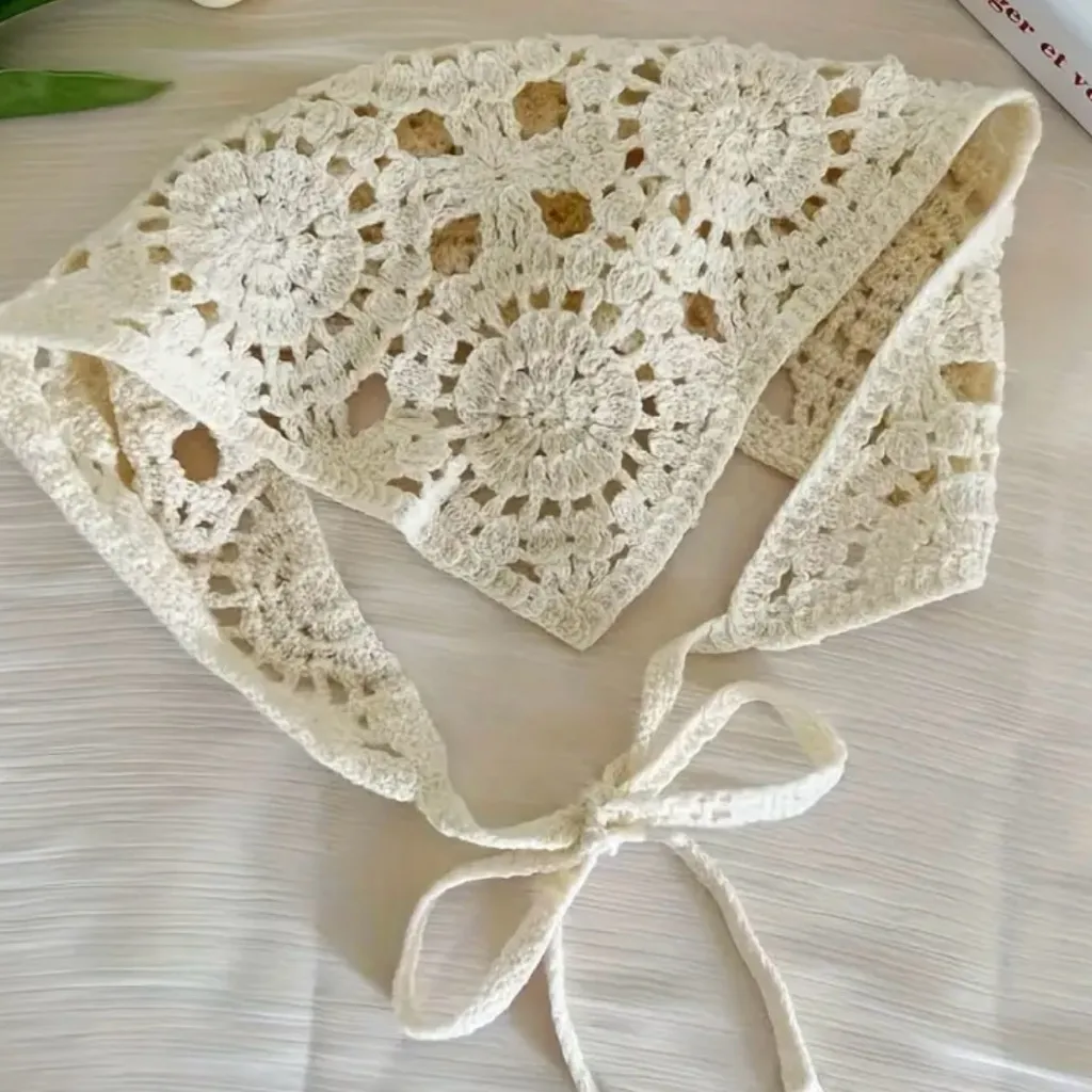 Crochet Handmade Lace Triangle Scarf Headband Hair Accessories Bohemian NEW - Image 2