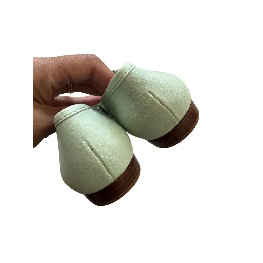 ENZO ANGIOLINI Light Green Seashell Leather Loafers Flats Size 5.5 - Image 8