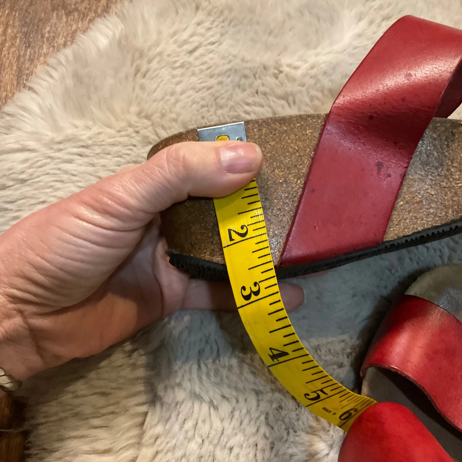 Lola Sabina Sandals Size 38 Red Leather Straps Wedge Eric Michael Platform Women - Image 10