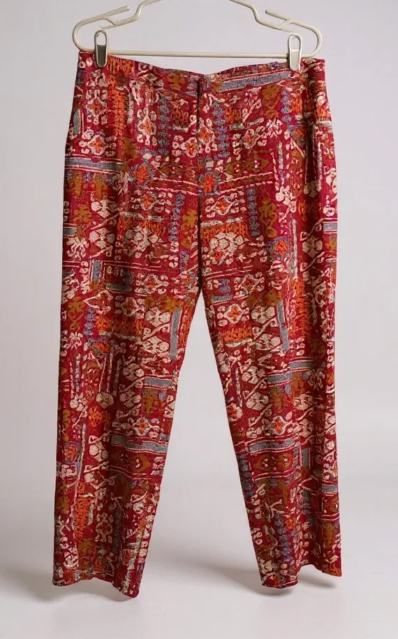Coldwater Creek Women's Size 12 Printed Pants Red Multi Color Patchwork Pattern - Image 1