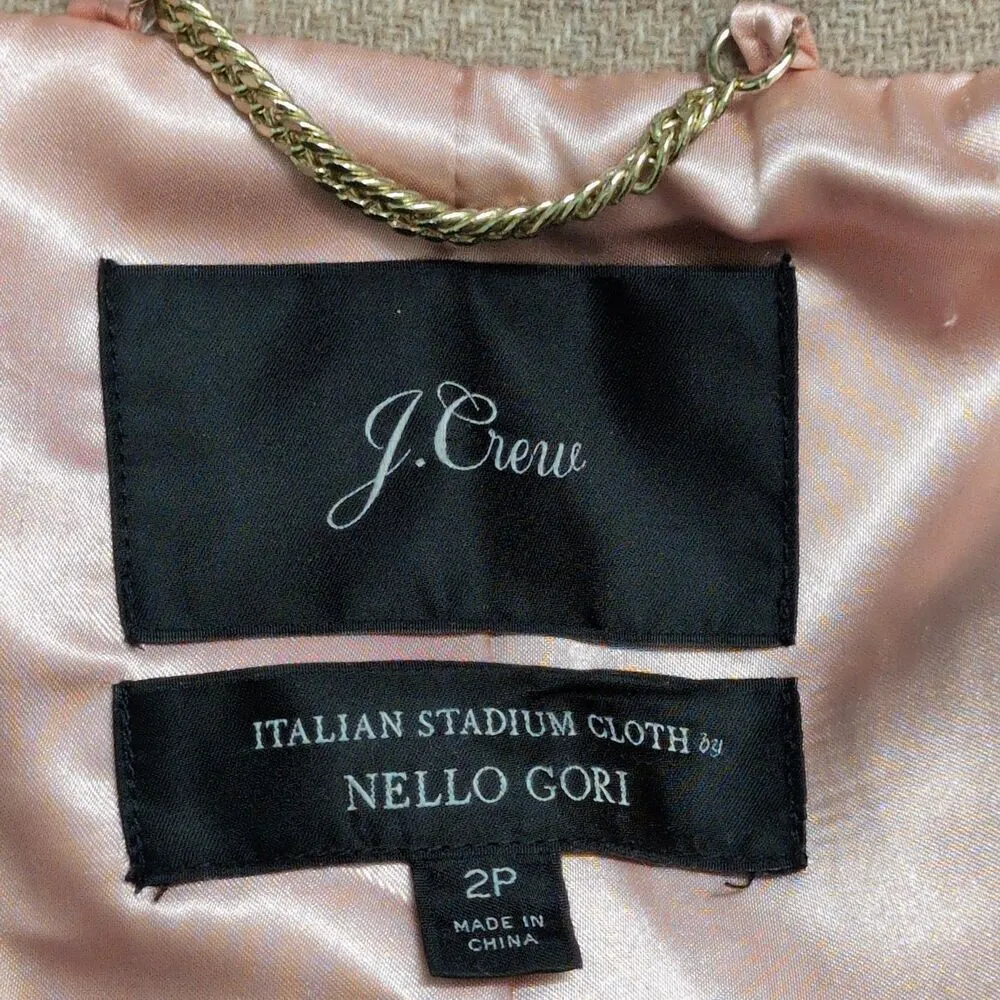 J Crew Cocoon Coat Italian Stadium-Cloth Wool Blend Tan High Collar Zip Size 2P - Image 5