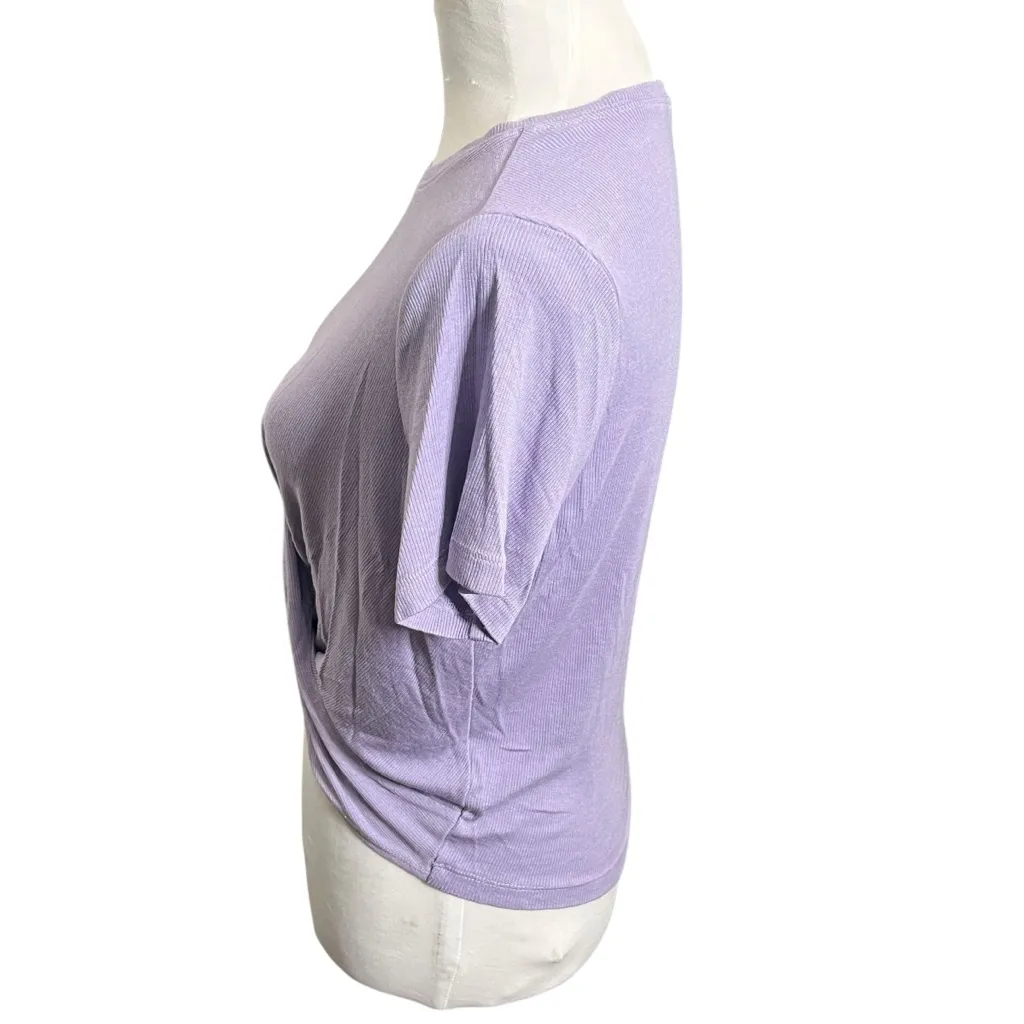 Marine Layer Lexi Rib Twist Tee Women’s Medium Lavender Cropped Stretch Casual - Image 5
