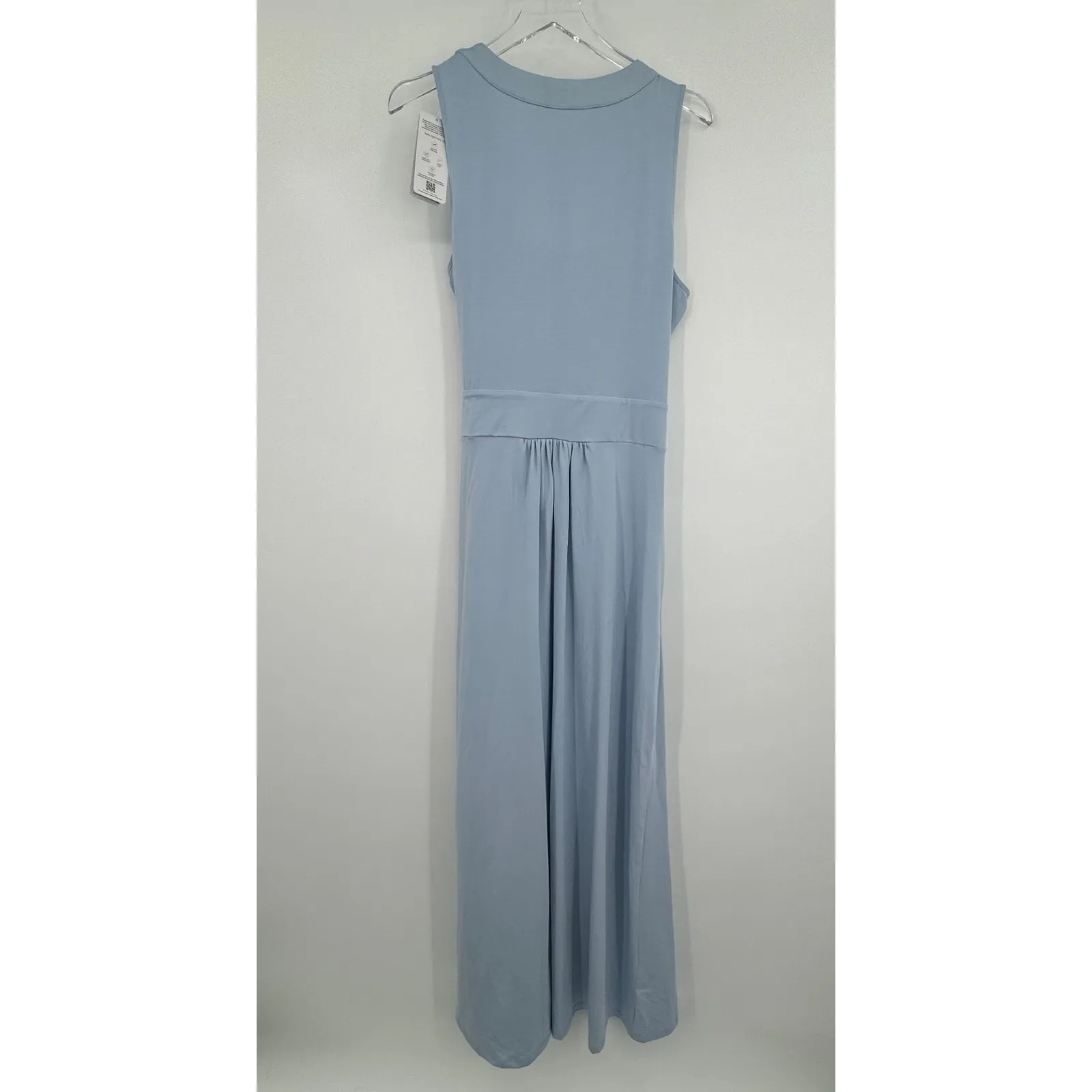 Land's End dress M tall  sleeveless tulip hem surplice faux wrap modal maxi blue - Image 5