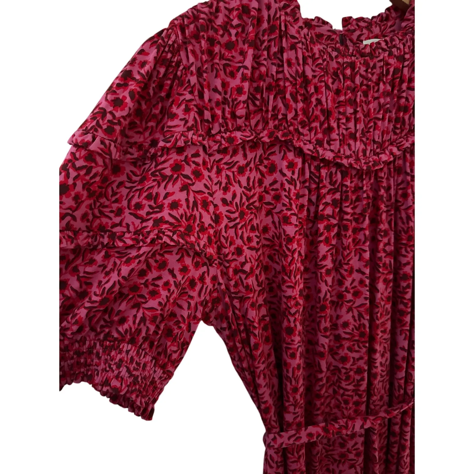 Boden Yoke Jersey Mini Dress Gin Fizz Abstract Vine Size 12R Pink - Image 11