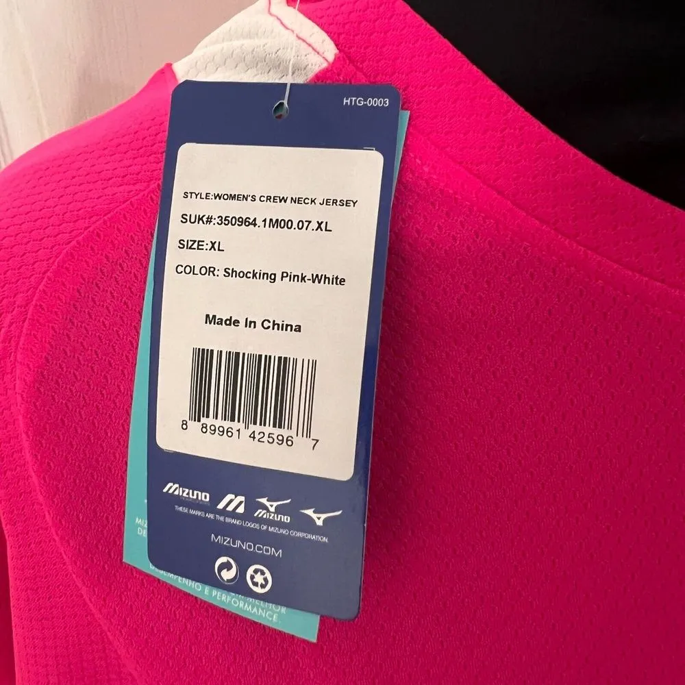 Mizuno Womens Shirt XL Pink Jersey Crew Neck Short Sleeve‎ Activewear NWT - Image 9